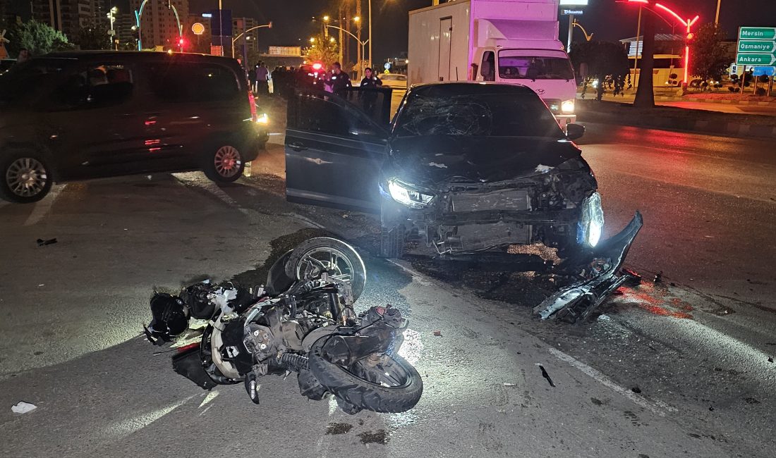 Adana’da motosiklet ile otomobilin